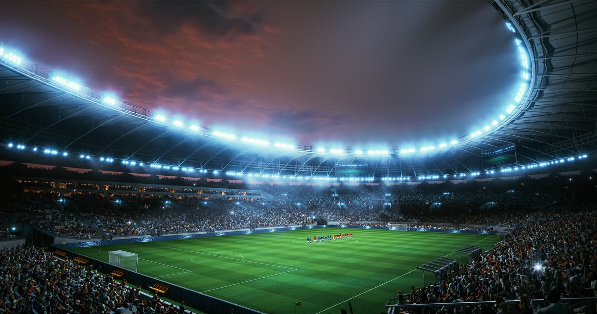 Professional Stadium With Football Game Championship Opening Ceremony
