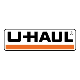 U-Haul logo featuring black text and orange stripe on white background