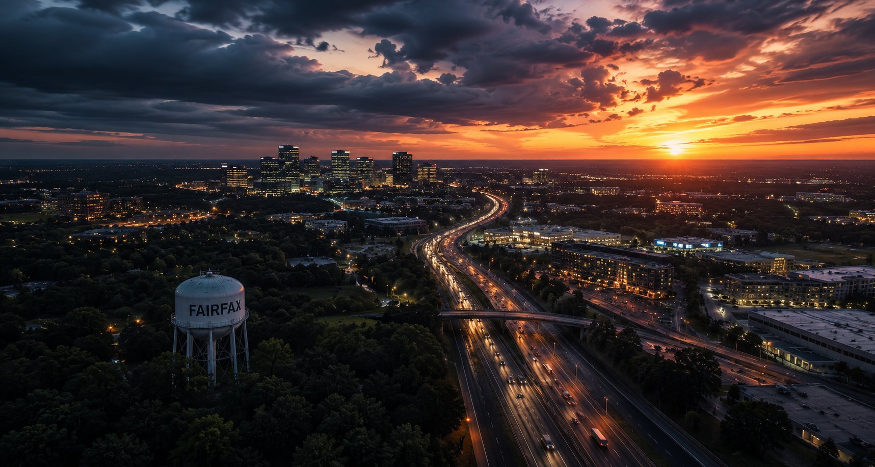 Grúa cerca de mí en Fairfax VA - camión de grúa de Onyx Auto Towing al atardecer